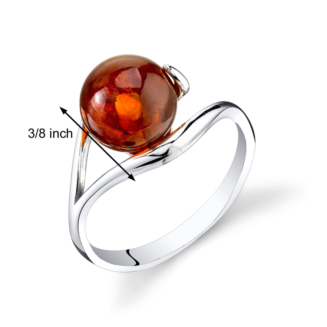 Amber  Sterling Silver Ring Size 5