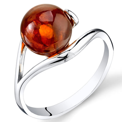 Amber  Sterling Silver Ring Size 8