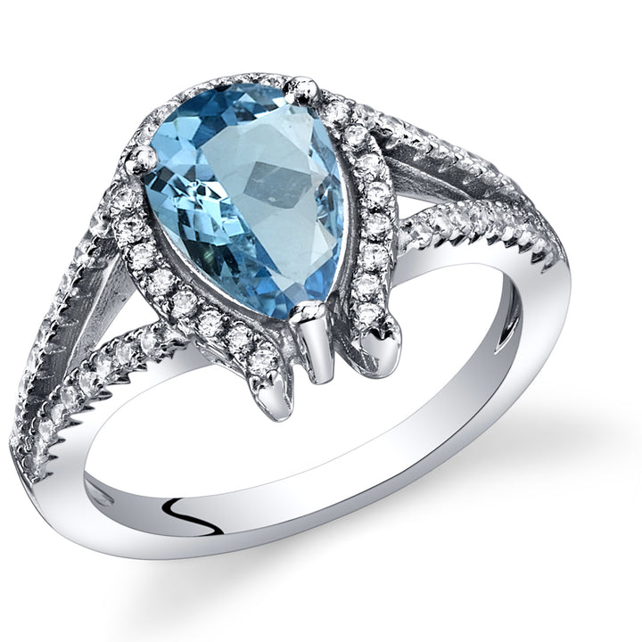London Blue Topaz Pear Shape Sterling Silver Ring Size 5