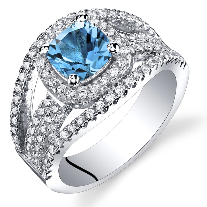 London Blue Topaz Sterling Silver Ring 1 Carat Size 7