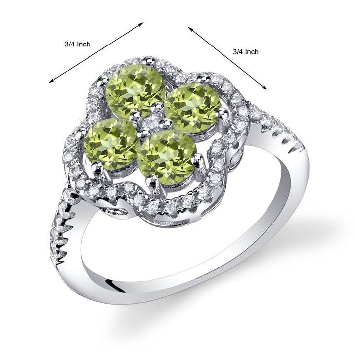 Peridot Round Cut Sterling Silver Ring Size 9