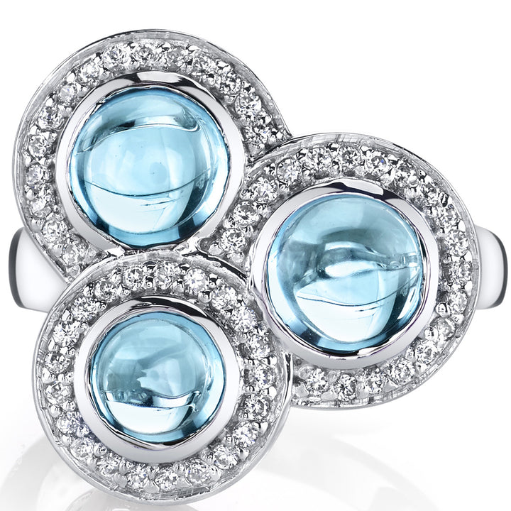 Swiss Blue Topaz Round Cut Sterling Silver Ring Size 5