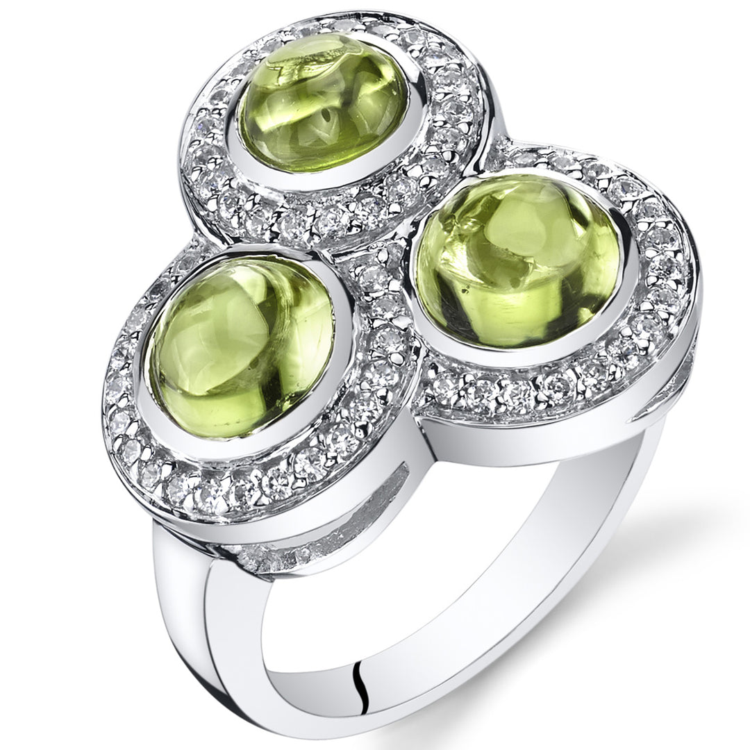 Peridot Round Cut Sterling Silver Ring Size 7