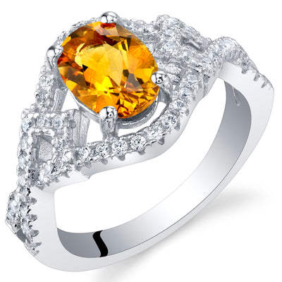 Citrine Oval Cut Sterling Silver Ring Size 5