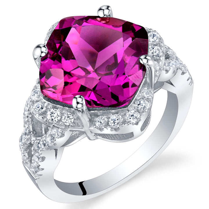 Created Purple Sapphire Cushion Cut Sterling Silver Ring Size 5