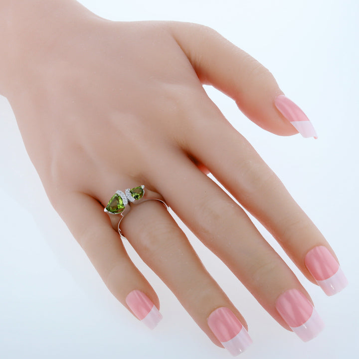 Peridot Trillion Sterling Silver Ring Size 6