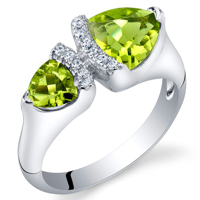 Peridot Trillion Sterling Silver Ring Size 5