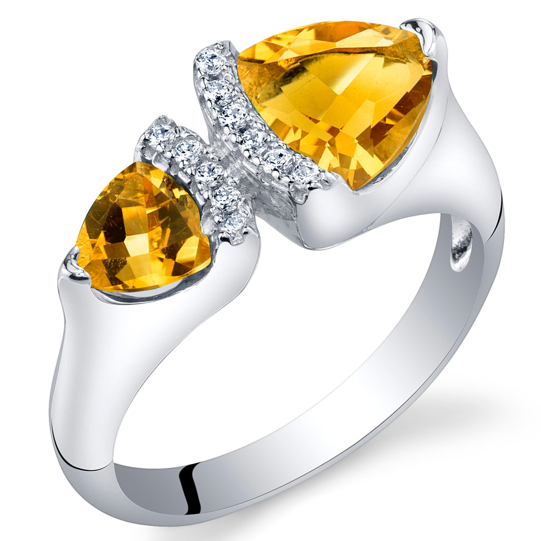Citrine Trillion Sterling Silver Ring Size 5