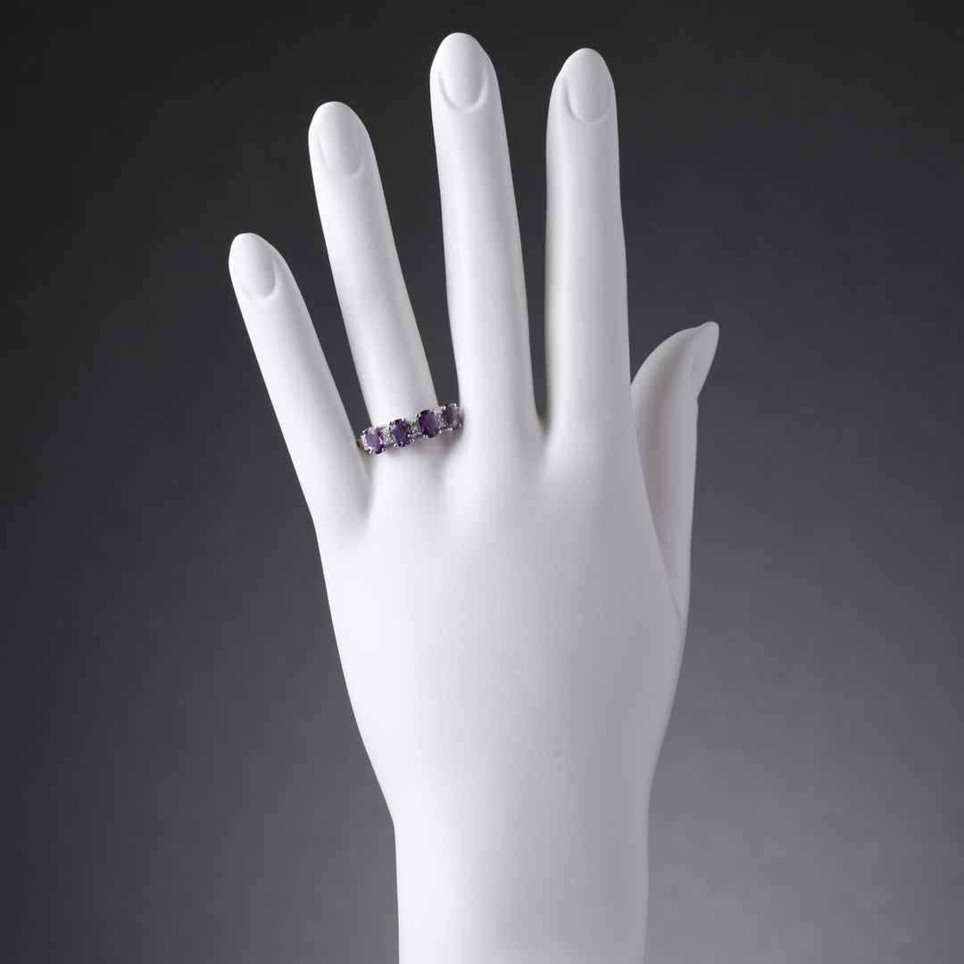 Amethyst Oval Cut Sterling Silver Band Size 5