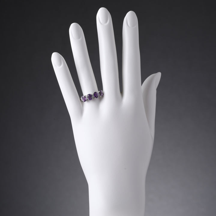 Amethyst Oval Cut Sterling Silver Band Size 8