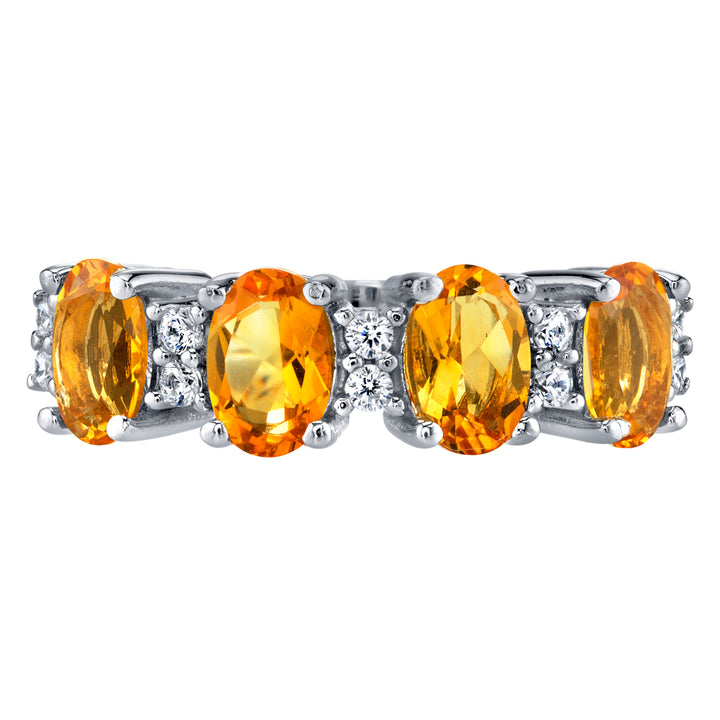 Citrine Oval Cut Sterling Silver Band Size 5