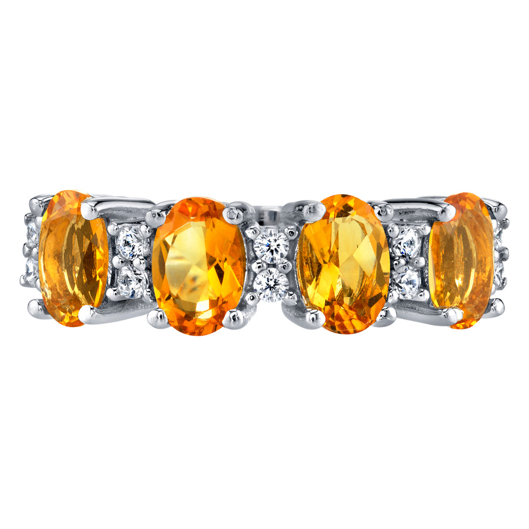 Citrine Oval Cut Sterling Silver Band Size 9