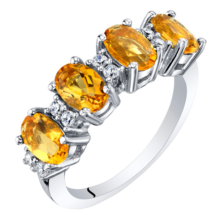 Citrine Oval Cut Sterling Silver Band Size 6