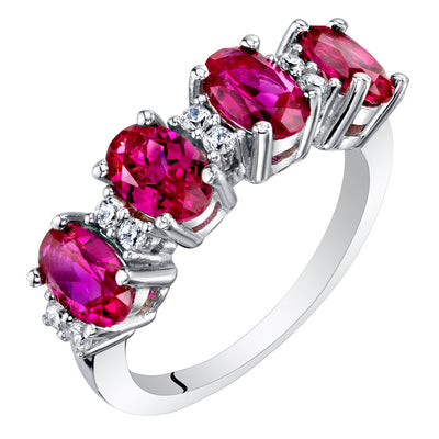 Created Ruby Sterling Silver Ring 2 Carats Size 5