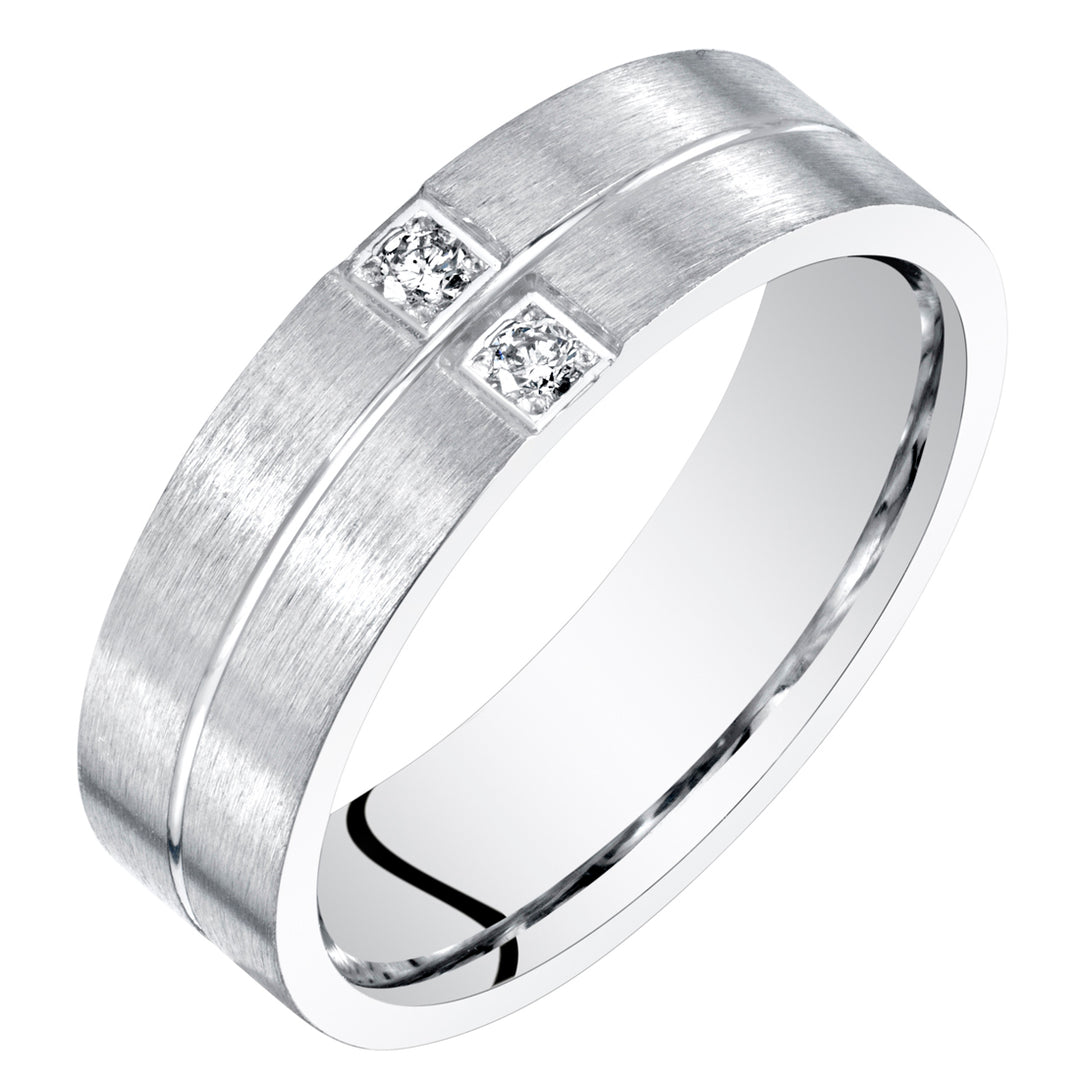 Mens Genuine Diamond Band Sterling Silver 6mm Size 13.5