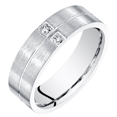 Mens Genuine Diamond Band Sterling Silver 6mm Size 10.5