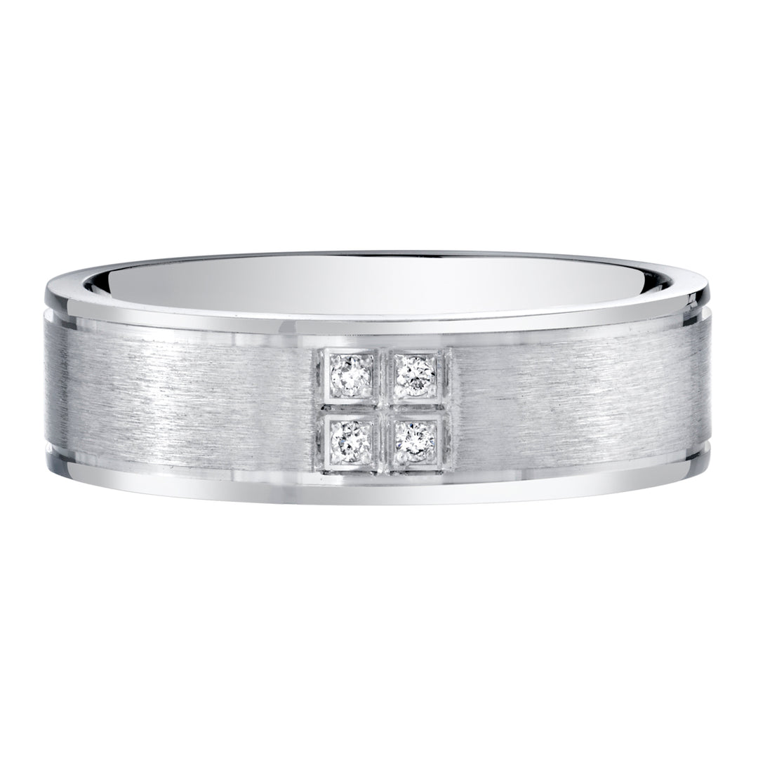 Mens Genuine Diamond Wedding Ring Band Sterling Silver Comfort Fit Brushed Matte Size 10.5