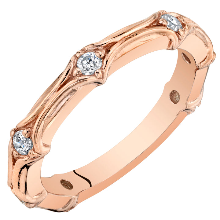 Cubic Zirconia Stackable Ring in Rose Tone Sterling Silver, Contoured Band for Women, 2.30mm Size 7