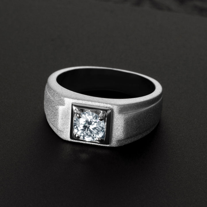 Men's Moissanite Engagement Ring Sterling Silver 1 Carat Size 14