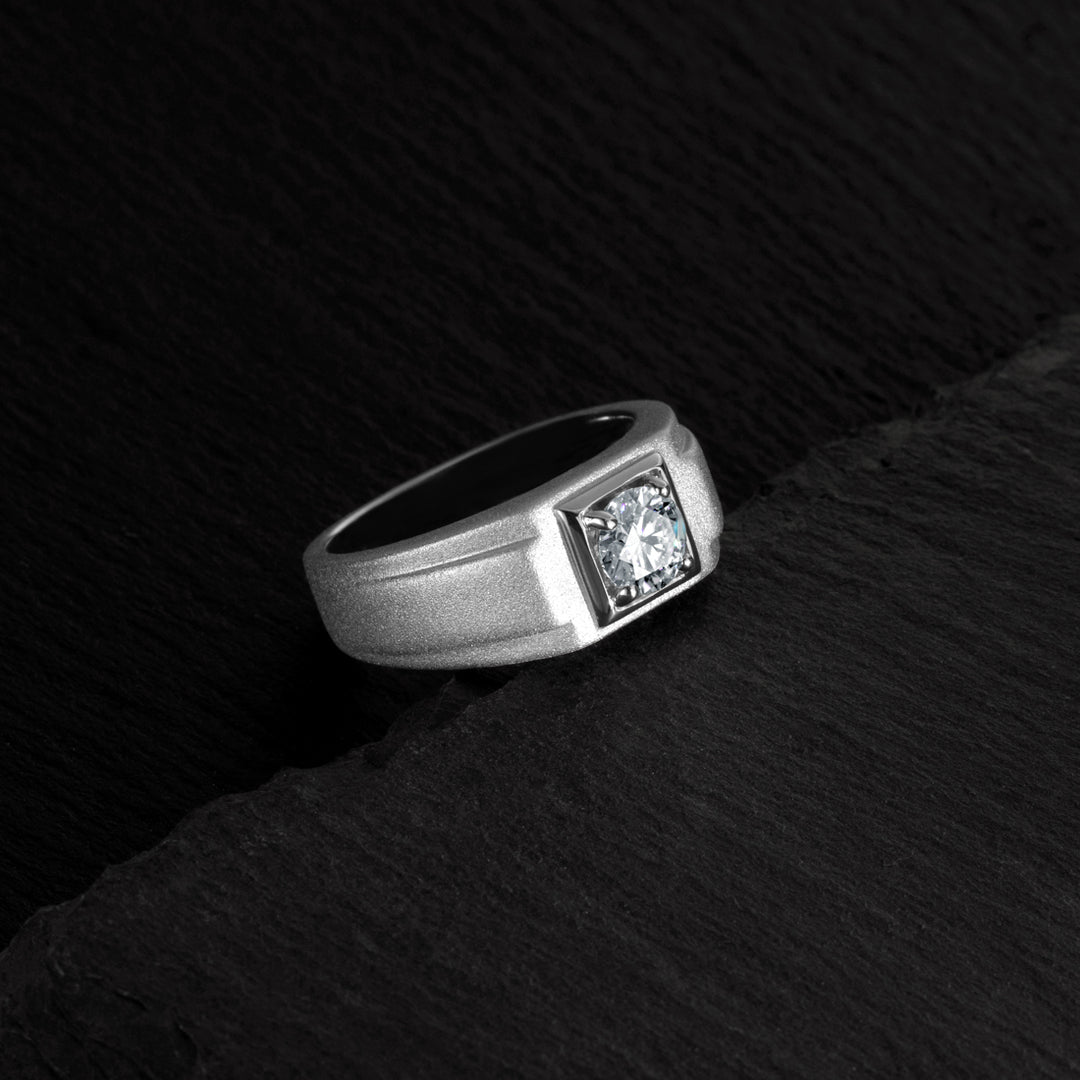 Men's Moissanite Engagement Ring Sterling Silver 1 Carat Size 13