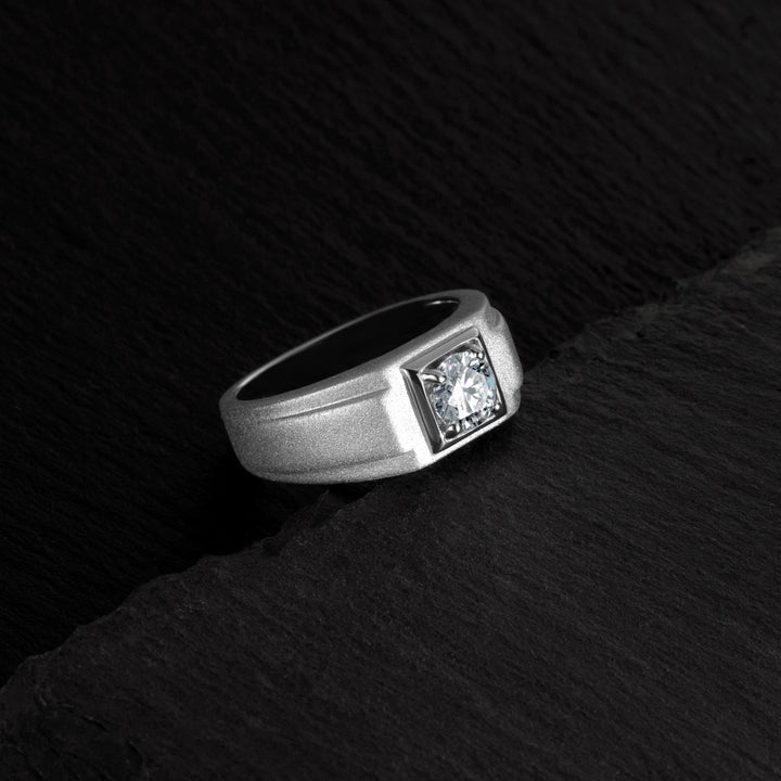 Men's Moissanite Engagement Ring Sterling Silver 1 Carat Size 8.5