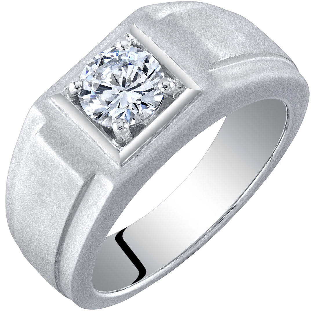 Men's Moissanite Engagement Ring Sterling Silver 1 Carat Size 9