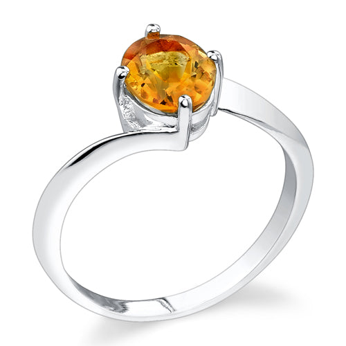 Citrine Oval Shape Sterling Silver Solitaire Ring Size 7