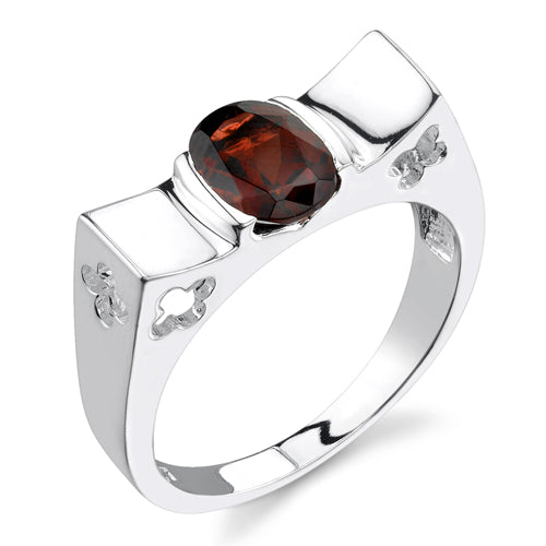 Mozambique Garnet Oval Shape Sterling Silver Daisy Ring Size 7