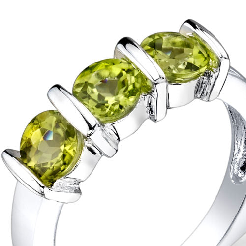 Peridot Round Cut Sterling Silver Ring Size 6