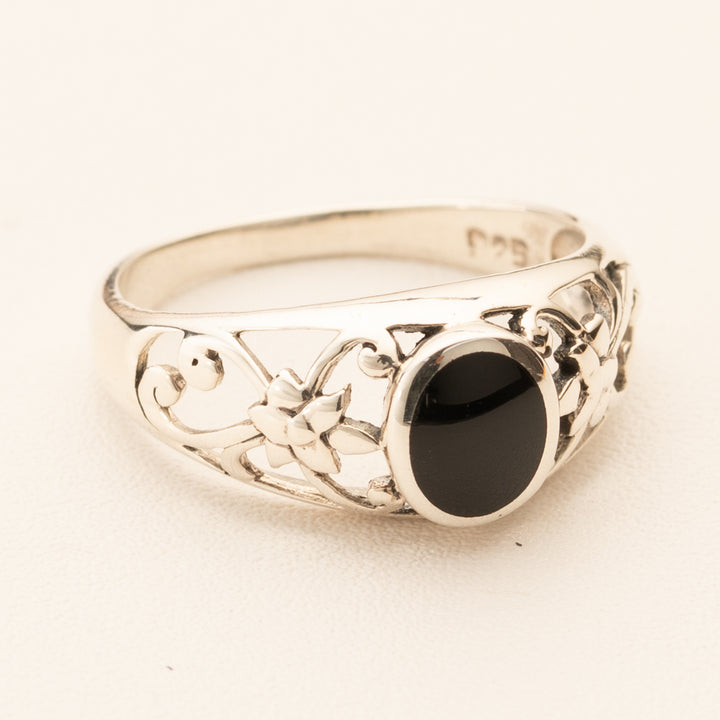 Sterling Silver Onyx Ring Size 7