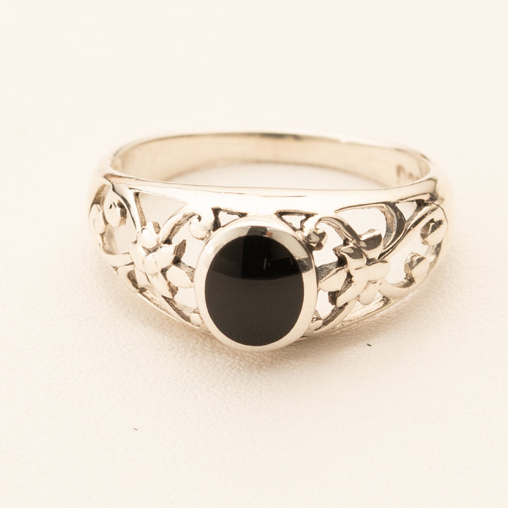 Sterling Silver Onyx Ring Size 7