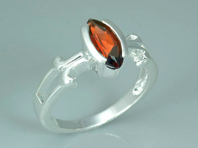 Garnet Marquise Cut Sterling Silver Ring Size 6