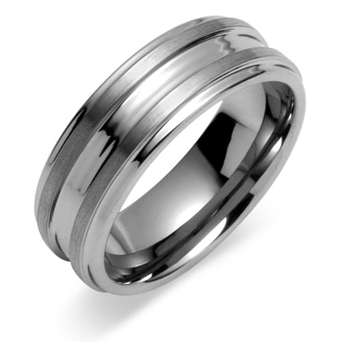 Indented 8mm Mens Tungsten Band Size 11