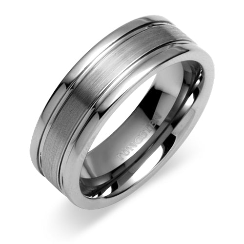 Double Groove  8mm Mens Tungsten Band Size 11