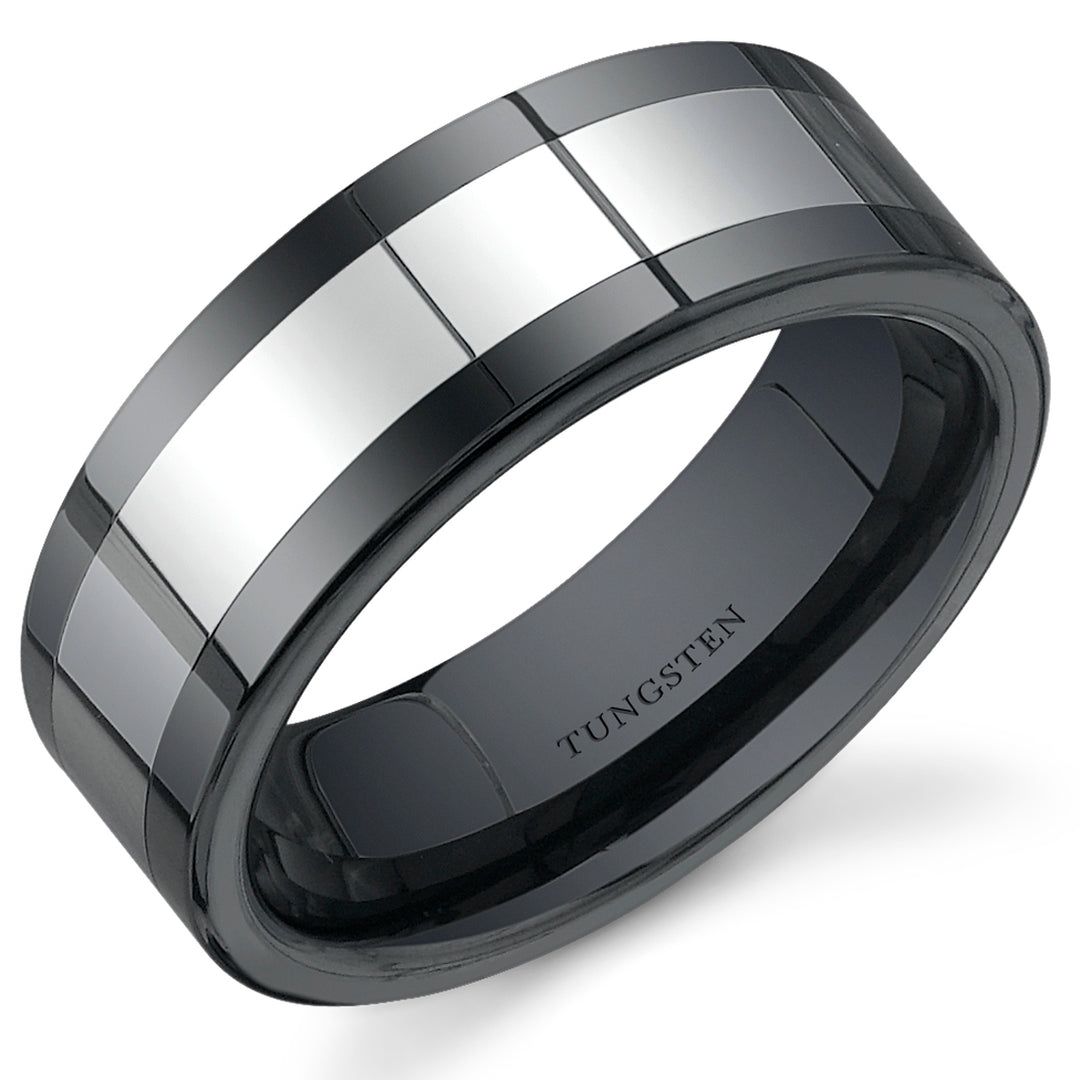 8 mm Mens Black Ceramic and Tungsten Band Size 12