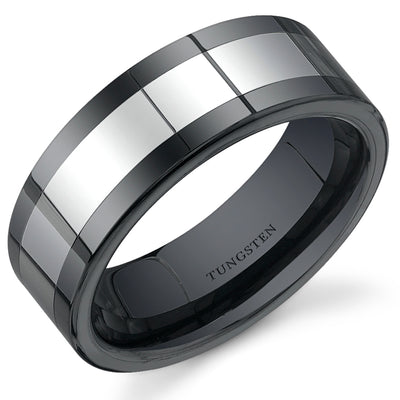 8 mm Mens Black Ceramic and Tungsten Band Size 12