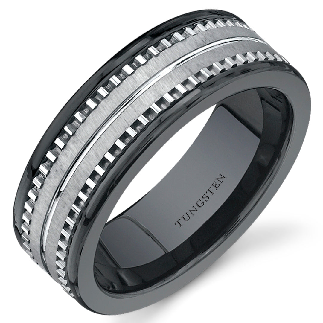 7mm Mens Black Ceramic and Tungsten Band Size 11