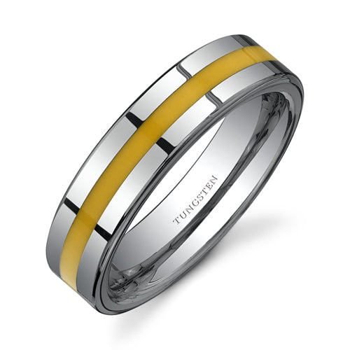 Yellow Resin Inlay 6 mm Mens Tungsten Band Size 13
