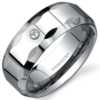 CZ accent 8mm Mens Tungsten Band Size 12.5