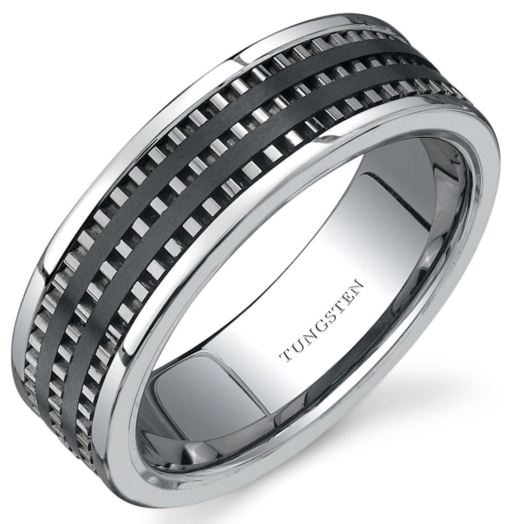 7 mm Mens Ceramic and Tungsten Combination Band Size 10