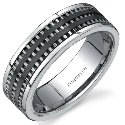 7 mm Mens Ceramic and Tungsten Combination Band Size 10.5
