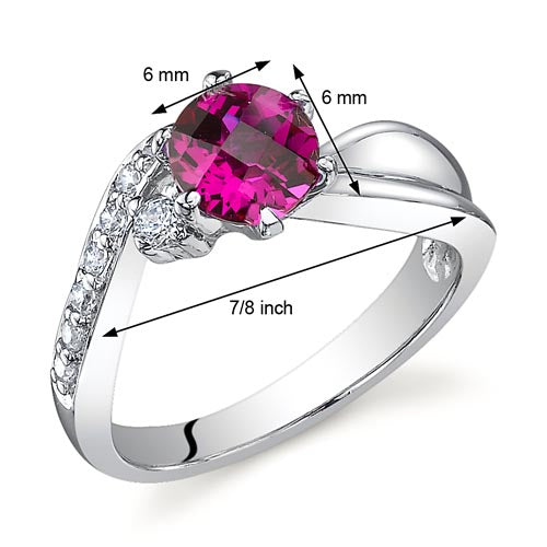 Created Ruby Sterling Silver Ring 1 Carat Size 5