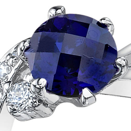 Blue Sapphire Ring Sterling Silver Round Shape 1.25 Carats Size 8