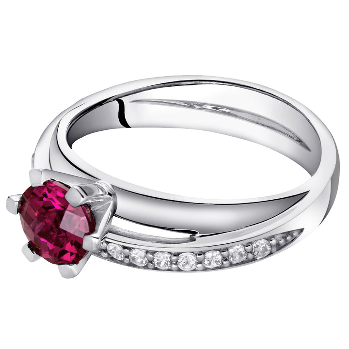 Ruby Ring Sterling Silver Round Shape 1 Carat Size 8
