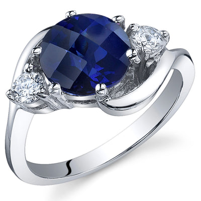 Created Sapphire Sterling Silver Ring 2.75 Carats Size 8
