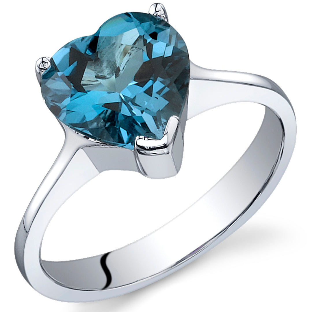 London Blue Topaz Heart Shape Sterling Silver Ring Size 5