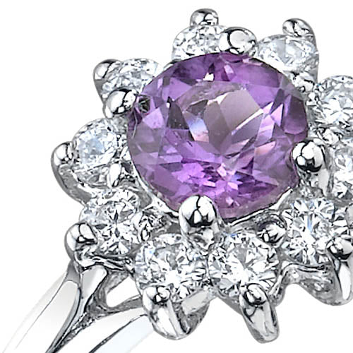 Amethyst Round Cut Sterling Silver Ring Size 5
