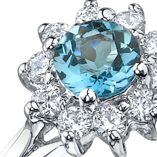 London Blue Topaz Ring Sterling Silver Round Shape Size 9