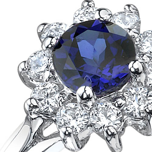 Blue Sapphire Ring Sterling Silver Round Shape 0.75 Carat Size 9