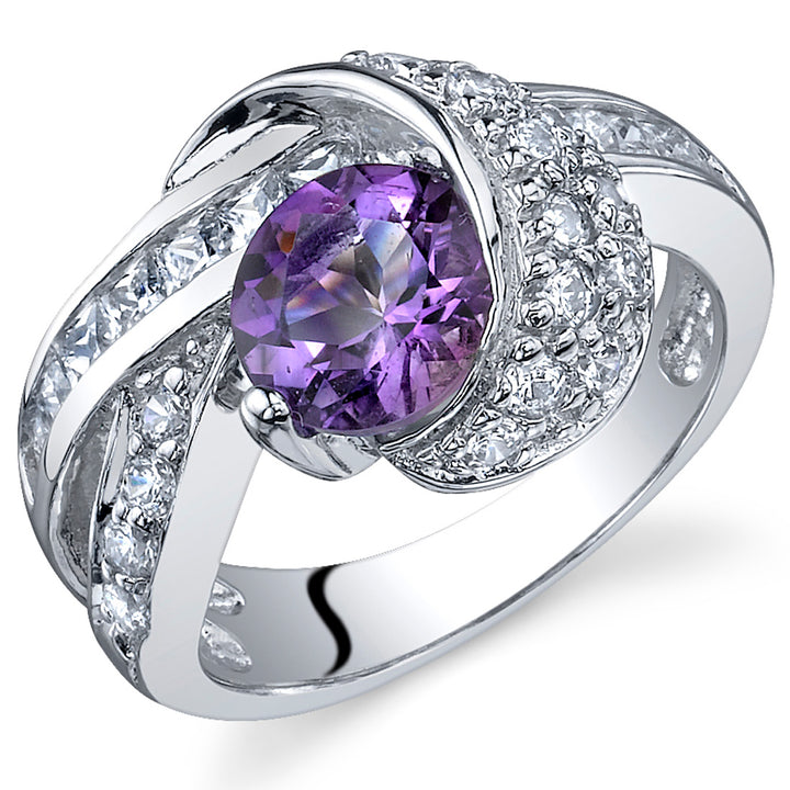 Amethyst Sterling Silver Ring 1.75 Carats Size 9